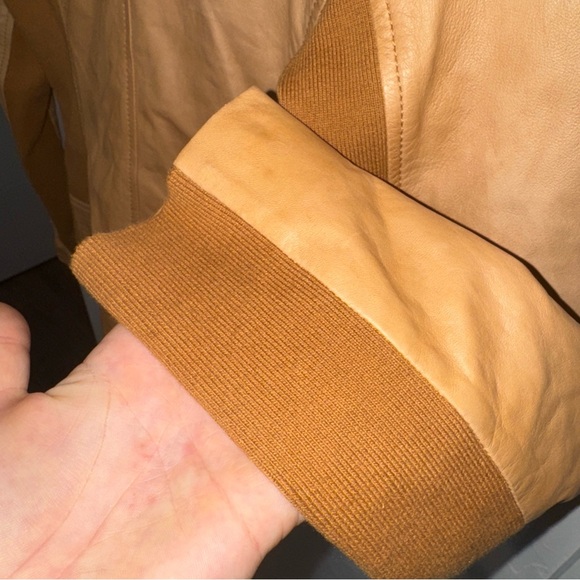 Trouve Leather ZIP Jacket Cotton Blend Medium Tan Camel Color - Picture 10 of 14